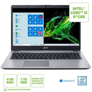 Notebook Acer A515-52-57b7 Core I5 8265u/4gb/1tb/15,6/W10Home Prata